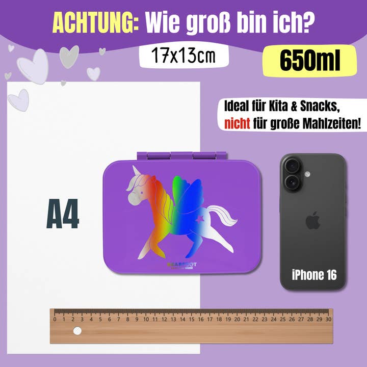 BEARFOOT - Wholesale Lunch Bag/Box - Kids - Lunchbox with compartments, lightweight & leak-proof - Unicorn GLOW4