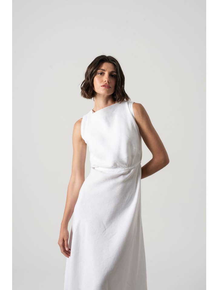 LUXMII - Wholesale Dress – Women's - Hemming Midi Dress White5