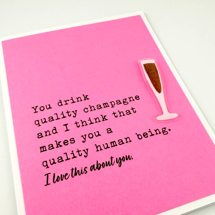 Quality Champagne love card for wholesale by Muddy Mouth Cards