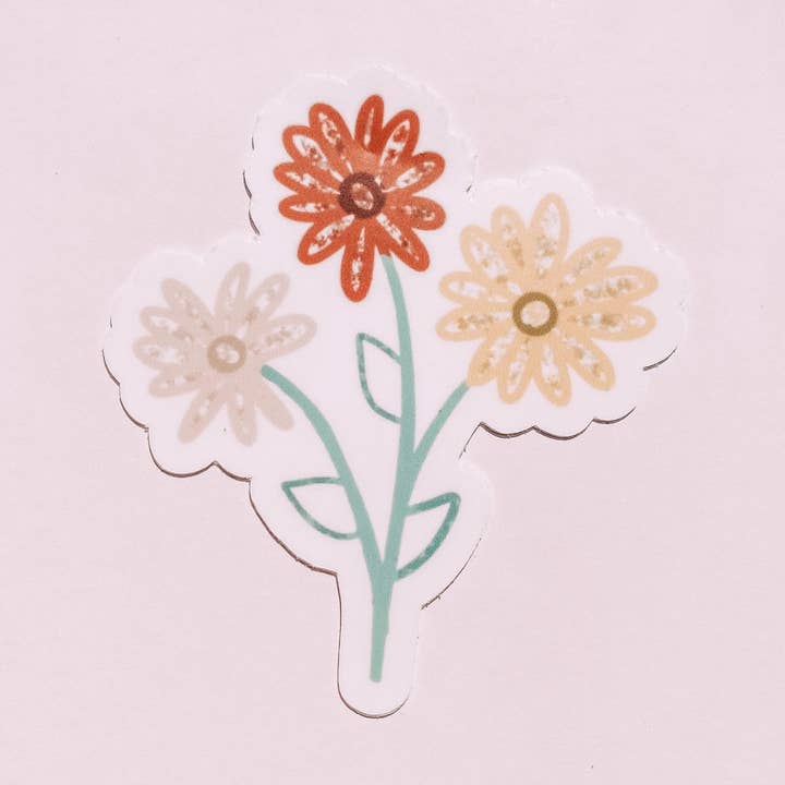 Autocollants en vinyle pour bouquets de fleurs roses, rouges et jaunes pour la vente par Maddie Green Designs