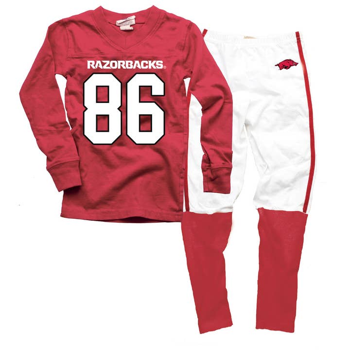 Wes & Willy Arkansas Razorbacks Football Pajamas for wholesale by Wes and Willy