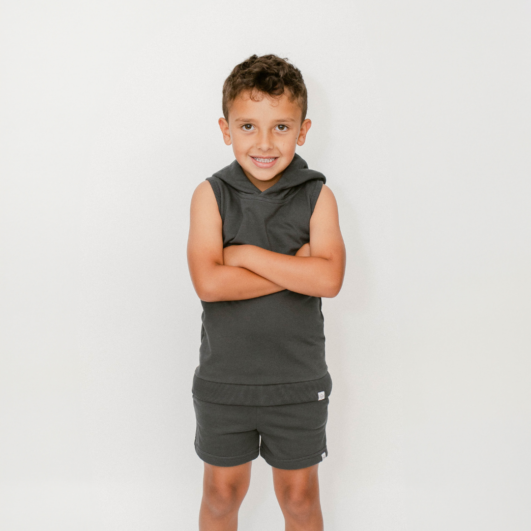 Coconut Pops - Wholesale Hoodie - Kids - Sleeveless Hoodie in Dark Gray4