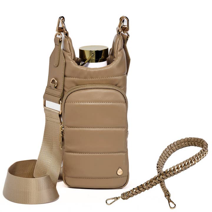 WanderFull - Wholesale Crossbody Bag - Women's - Taupe Vegan Leather Hydrobag® with Strap Bundle