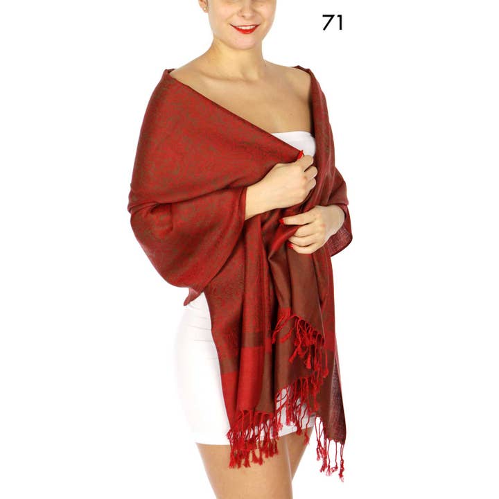 SERENITA - Wholesale Scarf - Women's - Jacquard Paisley Pashmina Scarf Reversible Shawl Wrap
