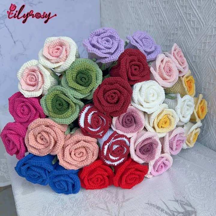 Copo de Vinho de Crochet Lilyrosy Rosé, Presentes Artesanais por atacado de Lilyrosy(Duty free)