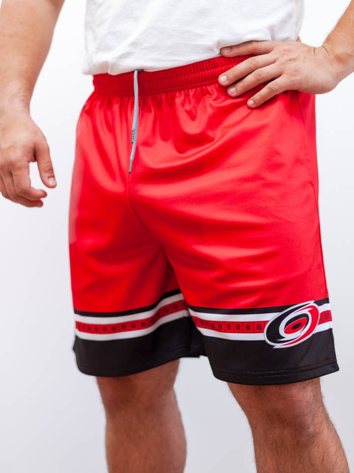 Carolina Hurricanes Mesh Hockey Shorts for wholesale by Bench Clearers