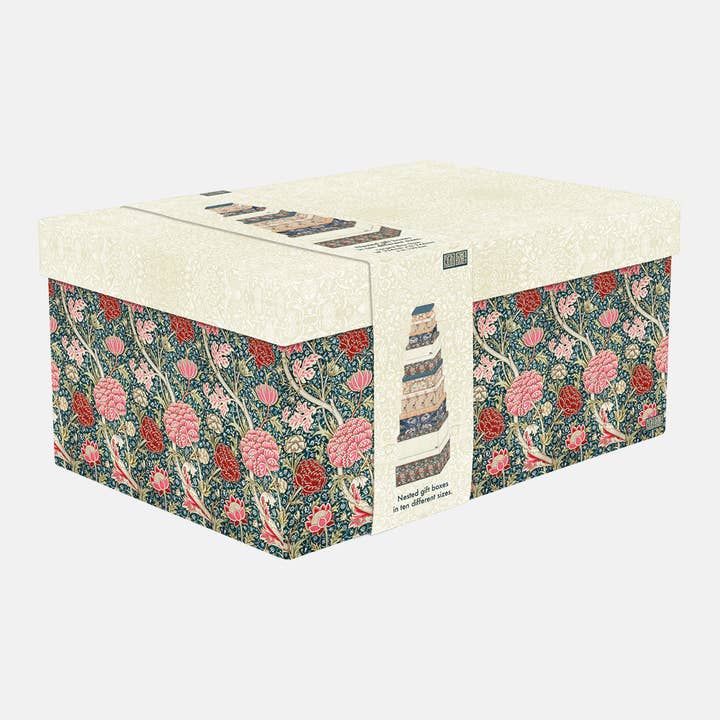 The Gifted Stationery Company - Wholesale Gift Box - Nested Gift Box Set (10pcs) - William Morris - Cray