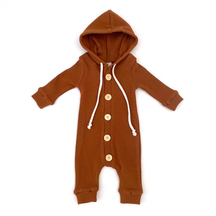 Veste tout-en-un à capuche côtelée BASICS THICK - RUST pour la vente par With Love for Kids