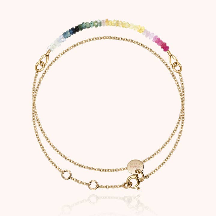 Bracelet à chaîne Double Tour - saphir arc-en-ciel pour la vente par Atelier Paulin US