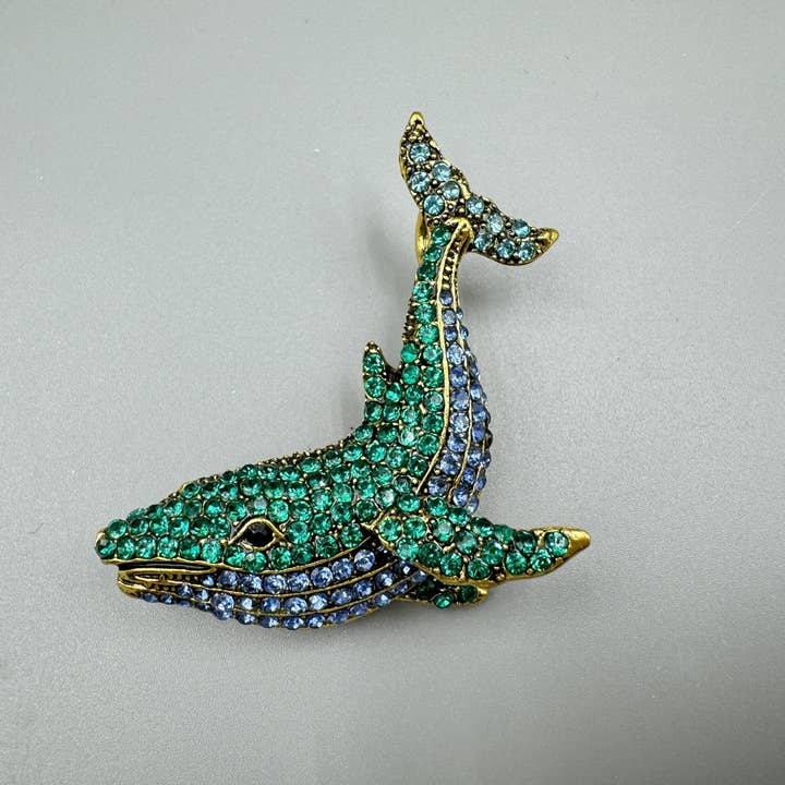 Ole - Wholesale Brooch - Whale Rhinestone Brooch PA34237
