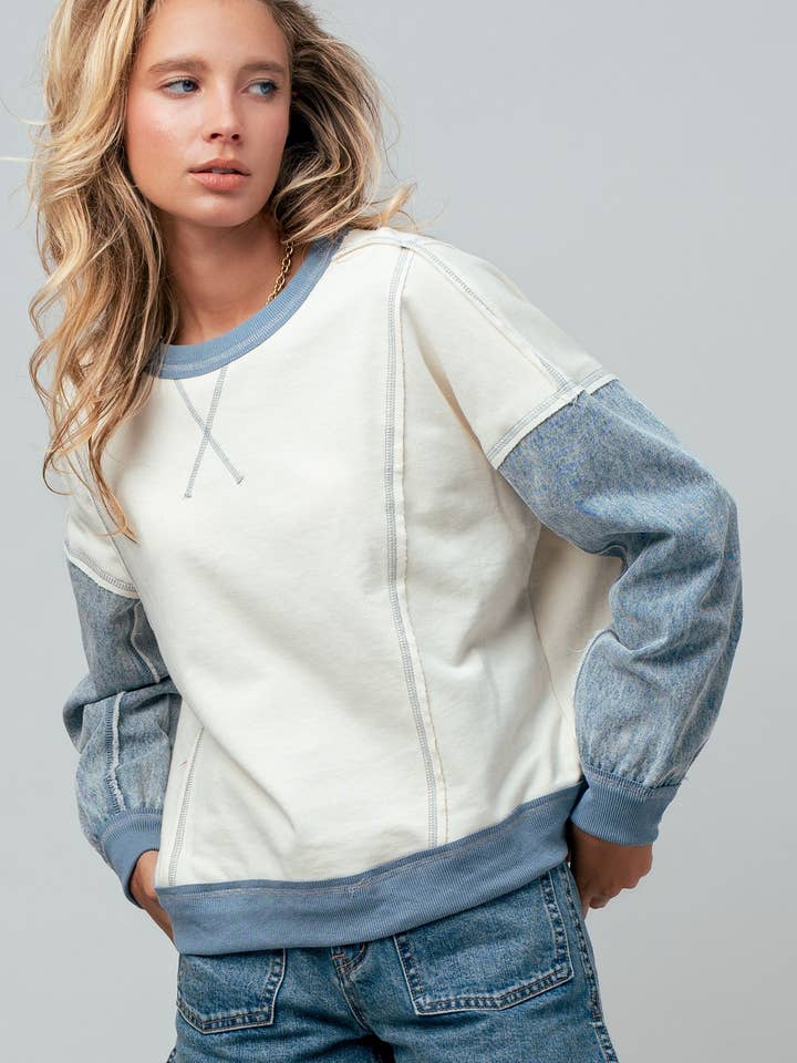 Denim Contrast Sweatshirt for wholesale by Fashion Week