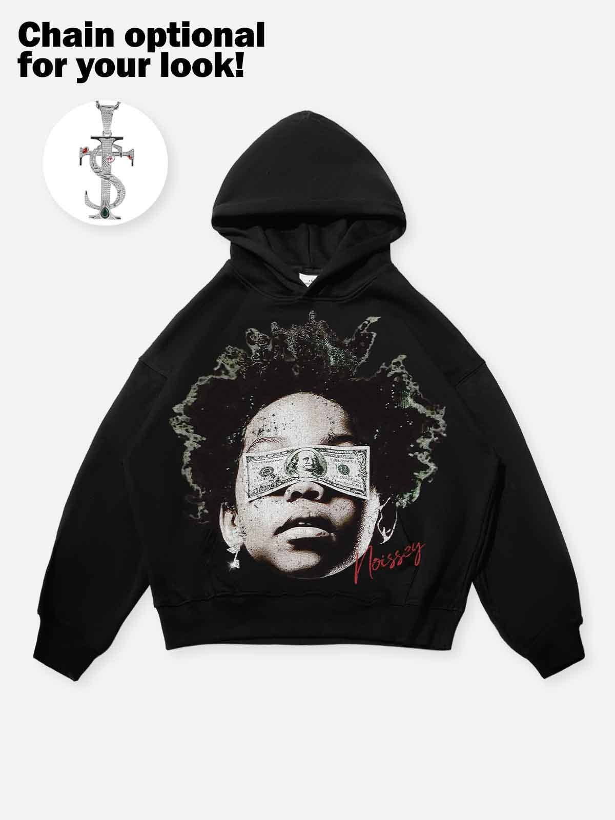 NOISSEY - Wholesale Hoodie - Unisex - Child Blinded by Money Print Boxy Tech-Fabric Hoodie10