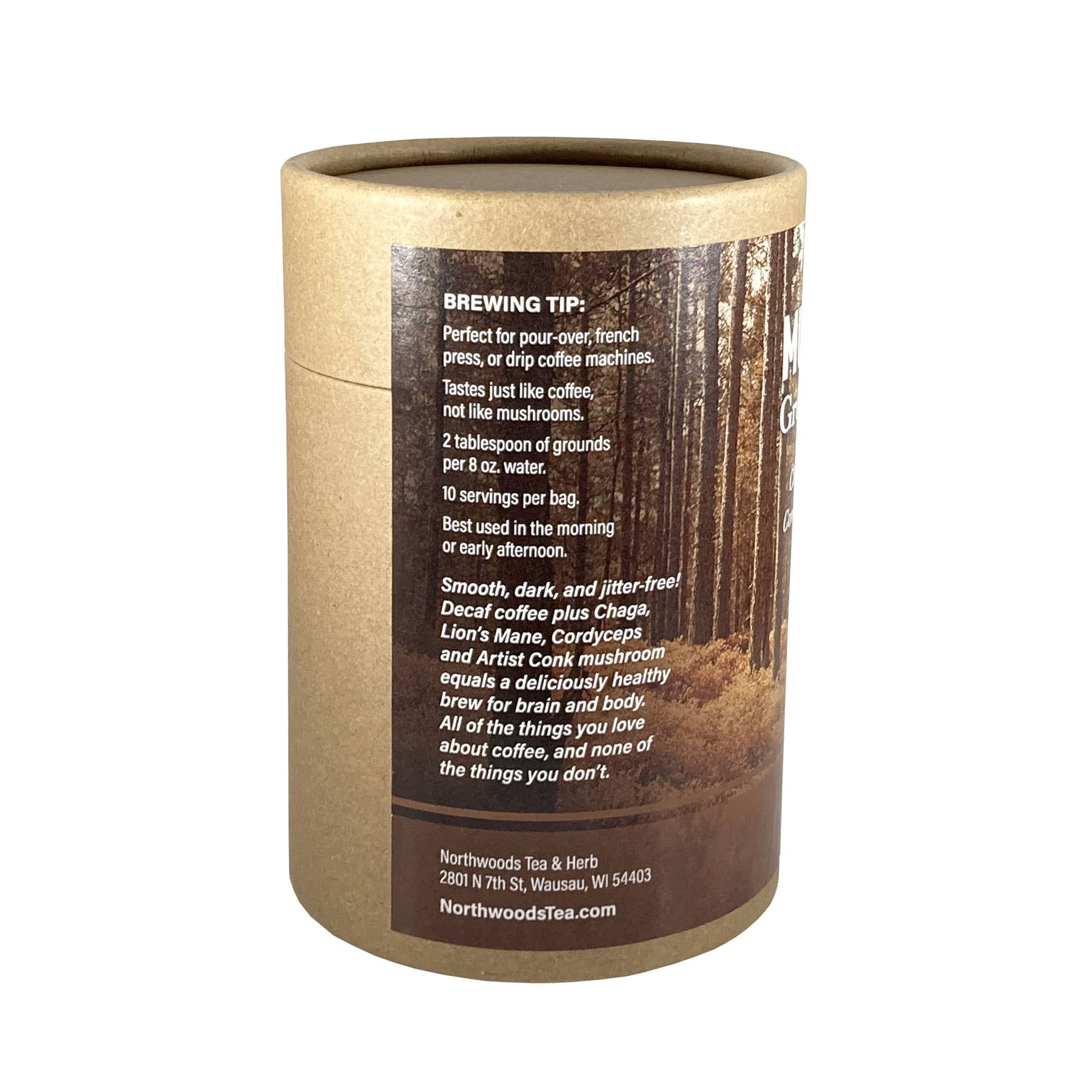 Northwoods Tea & Herb LLC - Wholesale Ground Coffee - Mushroom Ground Coffee — Decaf2