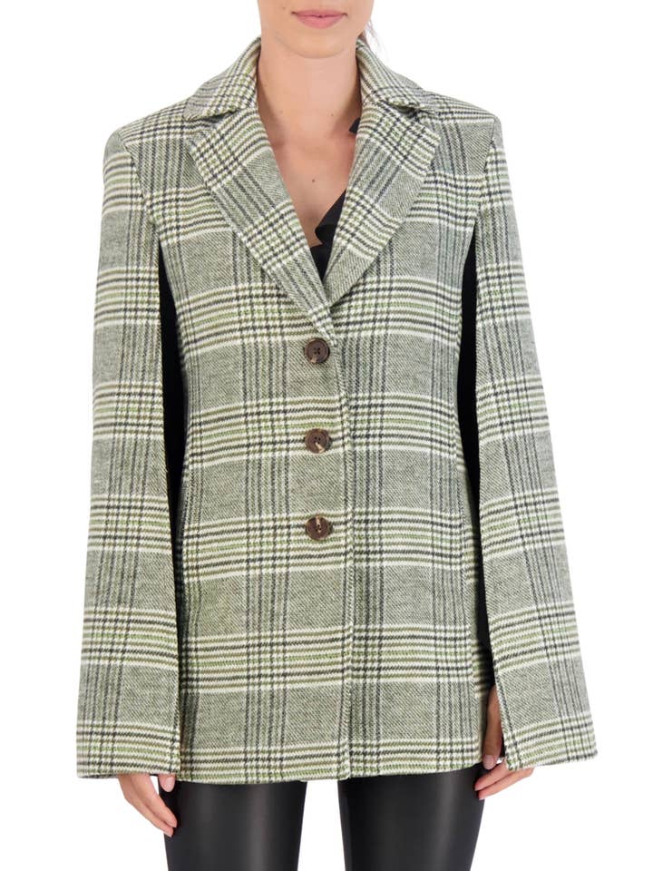 Ookie & Lala / O&L - Wholesale Jacket - Women's - Vegan Cashmere Plaid Cape Jacket