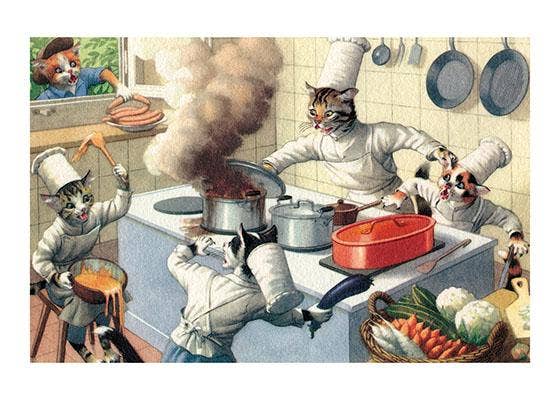 Laughing Elephant - Wholesale Everyday Greeting Card - A Cat Cook with Big Problems - Captivating Cats Card1