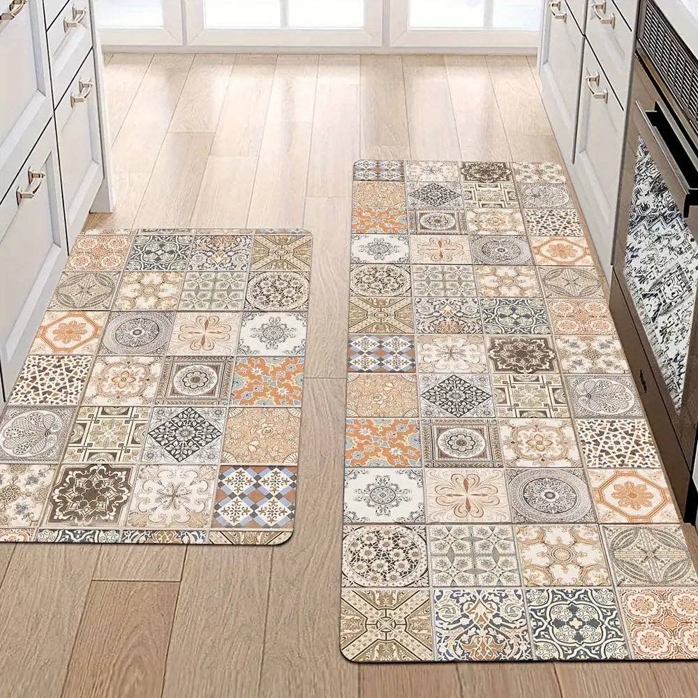 Huis Van Merken - Wholesale Floor Mat - 1pc  Bohemian Floral Puzzle Kitchen Floor Mat0