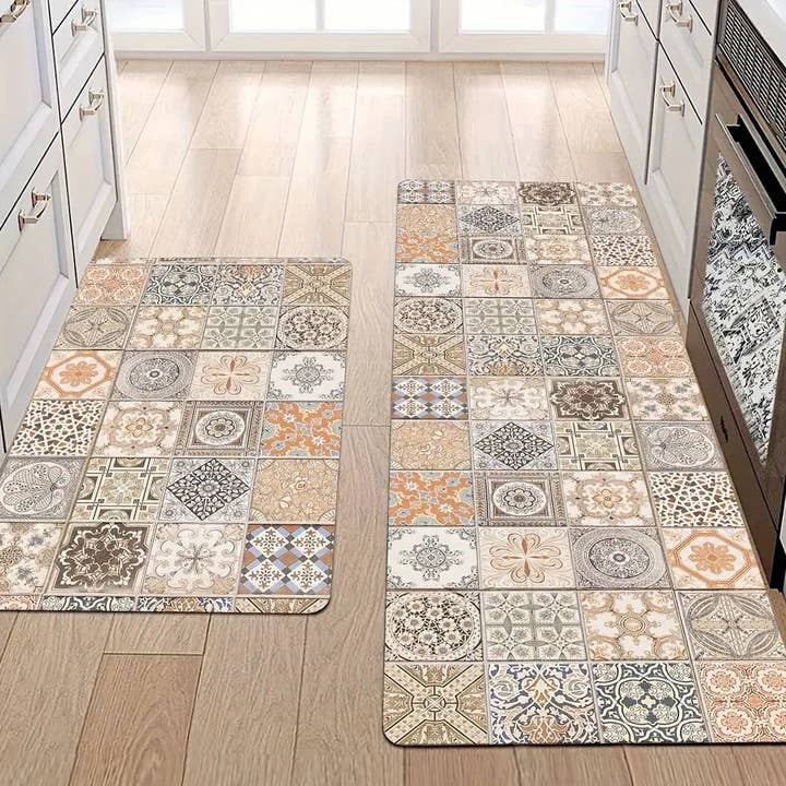 Huis Van Merken - Wholesale Floor Mat - 1pc Bohemian Floral Puzzle Kitchen Floor Mat
