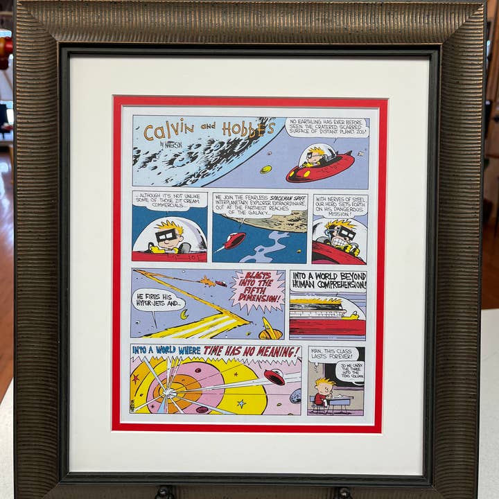 Framed Calvin and Hobbes Comic Spaceman Spiff for wholesale by Frame Up