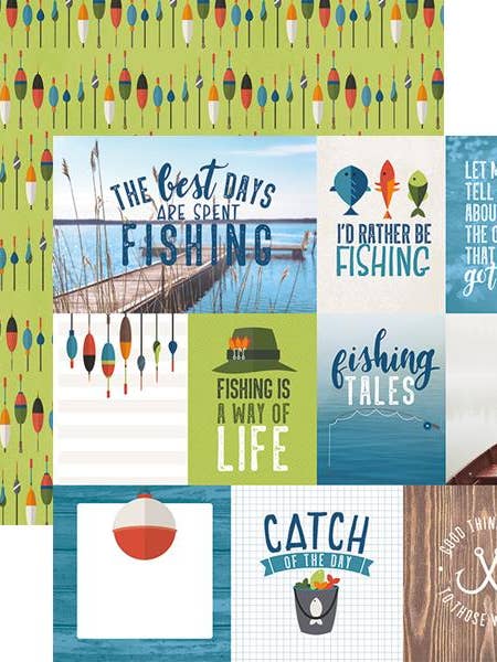 Fishing Tags 12x12 Double Sided Paper for wholesale by Paper House Productions