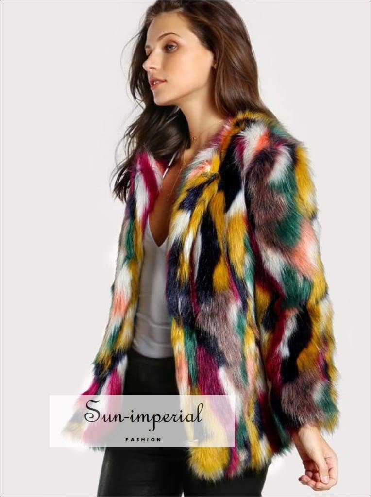 Sun Imperial - Wholesale Fur/Faux Fur Coat - Women's - Sun-imperial - Colorful Faux Fur Coat1