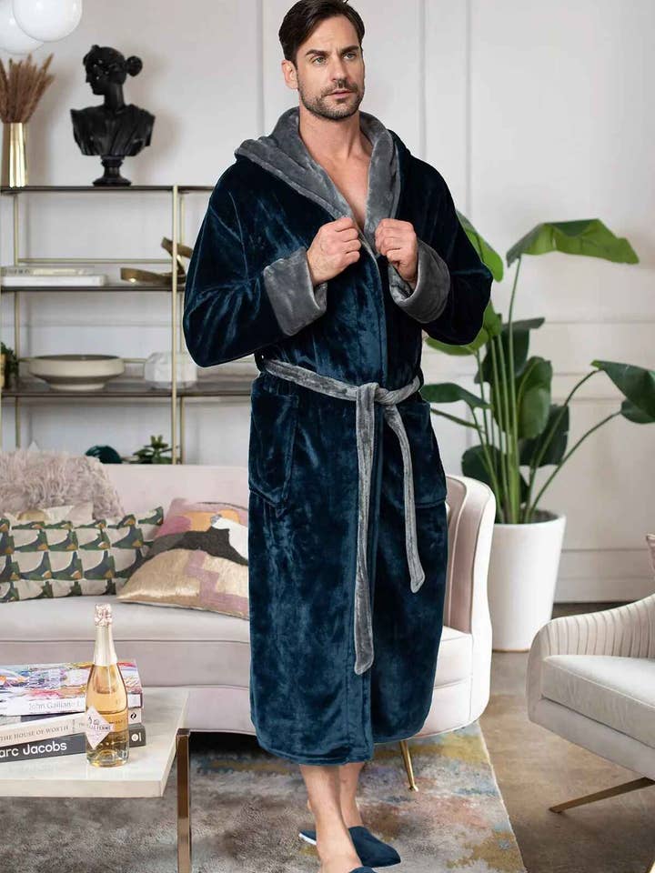 Lotus Linen – Robe - Homem por atacado – Roupão de Homem com Capuz – Conforto Ultra-Macio em Plush para Uso Diário11
