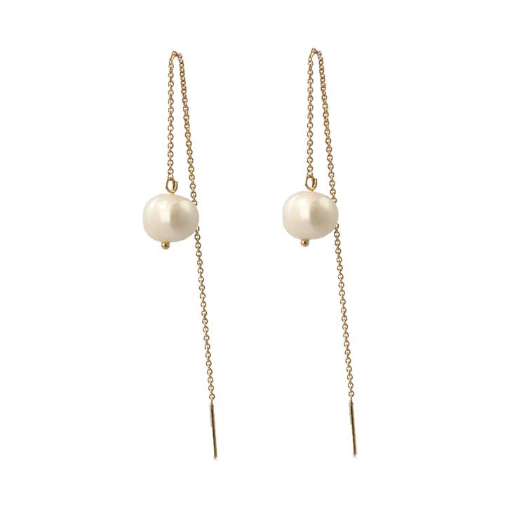 Pendientes de perlas de agua dulce, dorados, hechos a mano para venta al por mayor de OTAZU