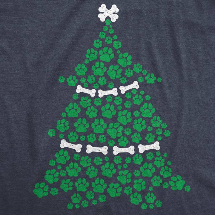 Dog Paw Christmas Tree Men's Tshirt Christmas Graphic Tee for wholesale by Crazy Dog T-Shirts