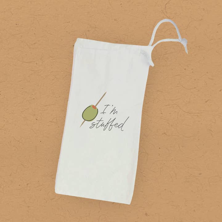 I'm Stuffed - Canvas Wine Bag for wholesale by Boheme Bliss