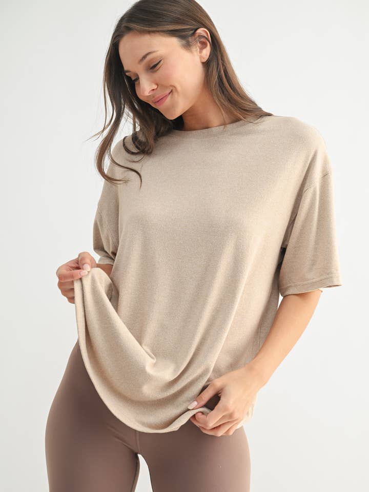 Mono B - Wholesale T-Shirt - Women's - Brushed Hacci Oversized Boyfriend Tee