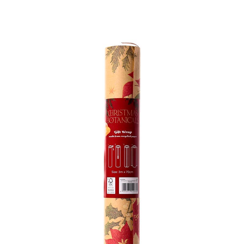 Puckator Ltd - Wholesale Wrapping Paper Roll - Christmas Botanicals 3m Wrapping Paper Roll2