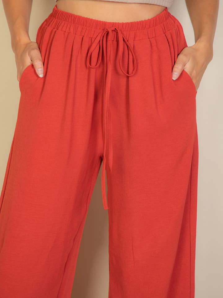 CAPELLA APPAREL - Wholesale Pants - Women's - Drawstring waist wide leg minimalist pants15