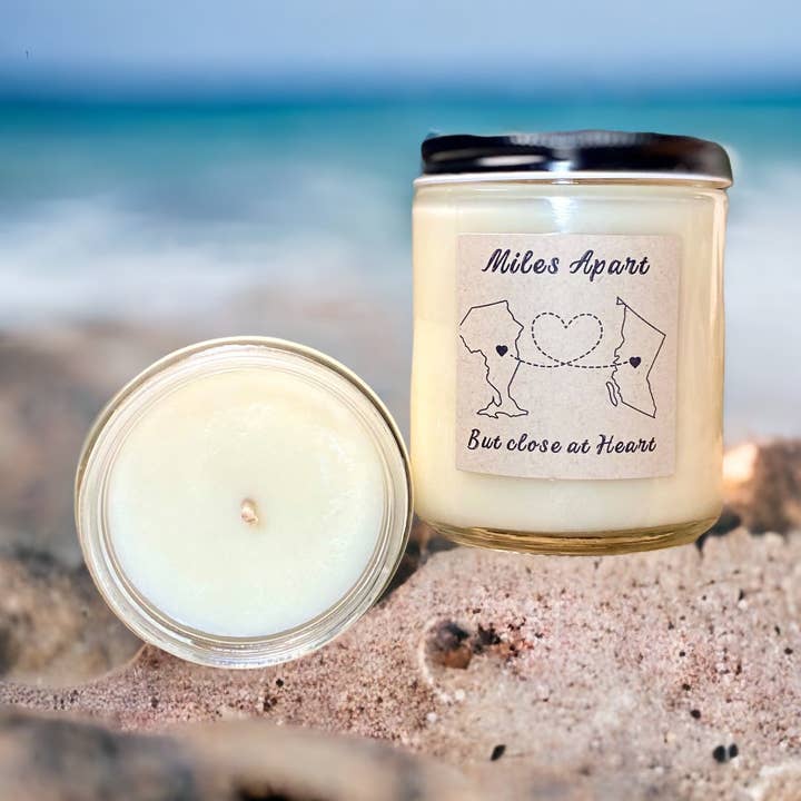 Miles Apart 8 Oz Handmade Soy Wax Vegan Candle - Gift Idea for wholesale by Citta Candle Company Ltd.
