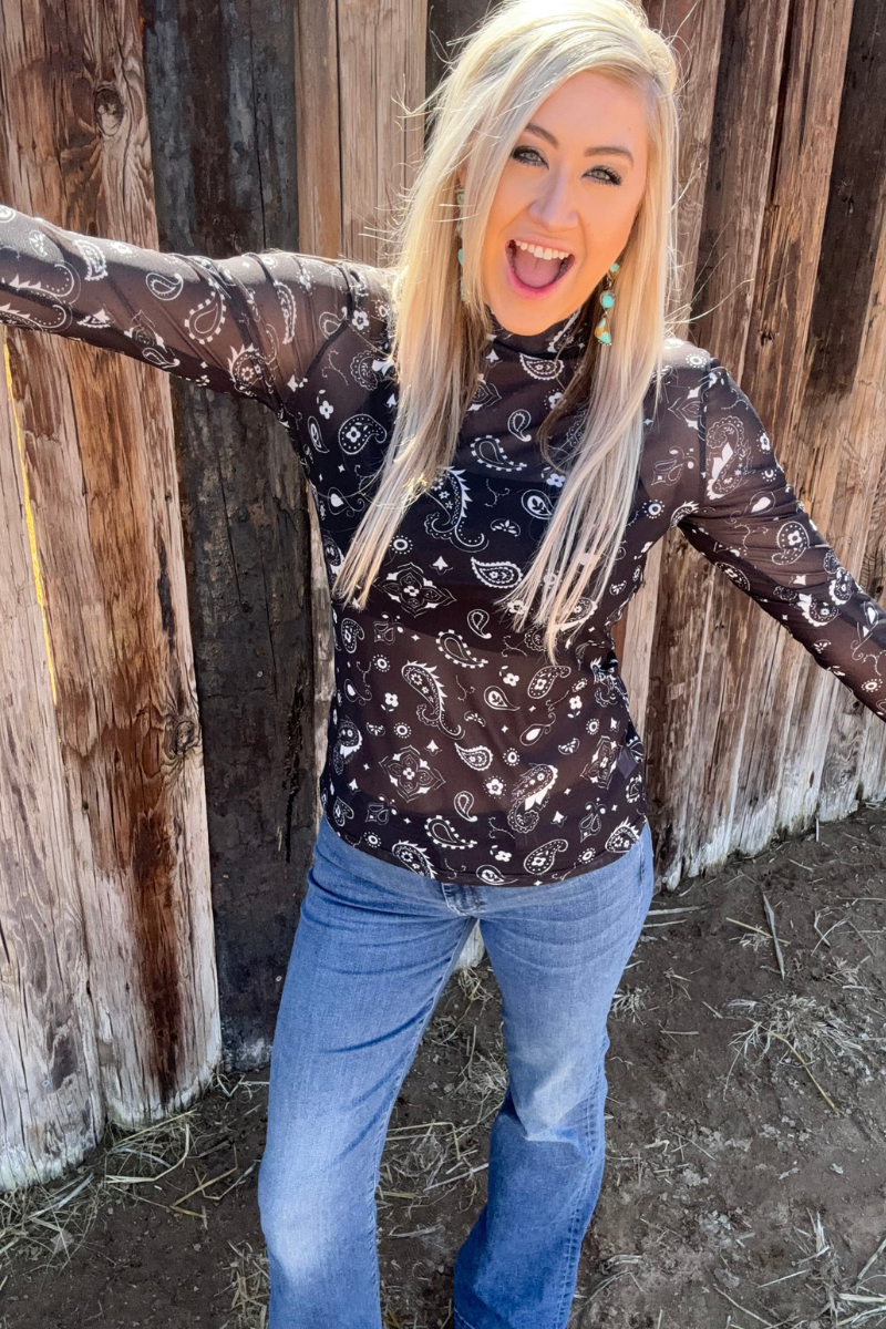 Sterling Kreek - Wholesale Blouse - Women's - Bandana Babe Mesh Top Black4