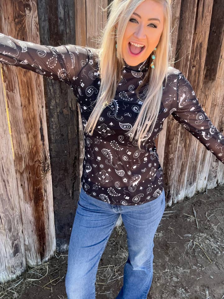 Sterling Kreek - Wholesale Blouse - Women's - Bandana Babe Mesh Top Black4