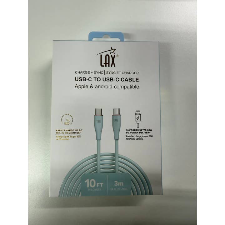 LAX Gadgets - Wholesale Charging Cable - Fast Charging USB-C to USB-C Braided Cables—Retail pack3