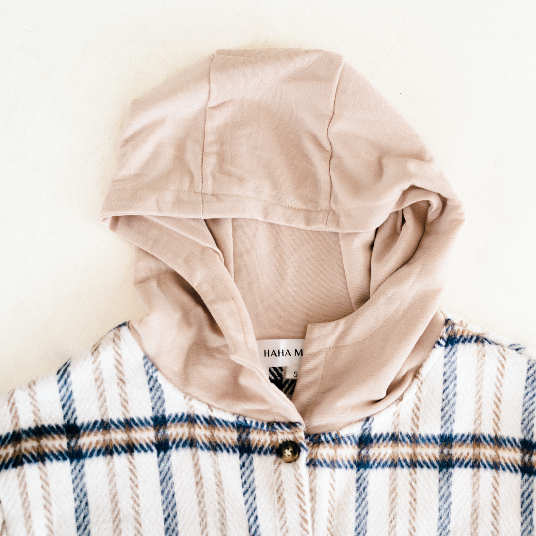 HAHA MAMA Clothing - Wholesale Jacket - Kids - Cream & Navy Plaid Flannel - Child2