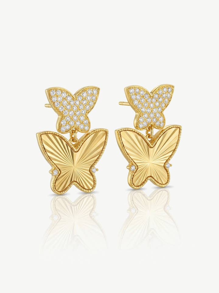 Butterfly Drop Stud Earrings for wholesale by MUCHV