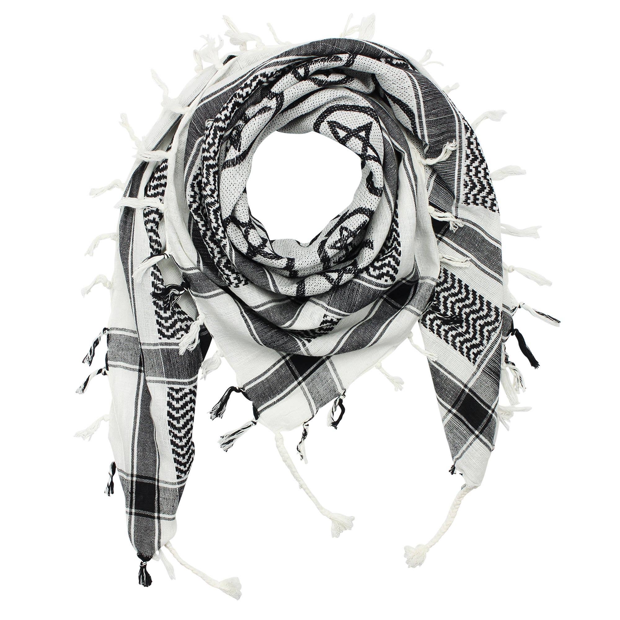 Tribal Trade GmbH – wholesale Scarf – Unisex – Palituch - Pentagram White - Black - Kufiya PLO cloth0