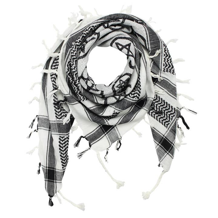 Tribal Trade GmbH – wholesale Scarf – Unisex – Palituch - Pentagram White - Black - Kufiya PLO cloth