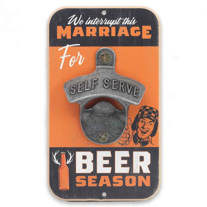 Open Road Brands, LLC - Wholesale Bottle/Wine Opener - Interrupt Marriage for Beer Season Wall Bottle Opener