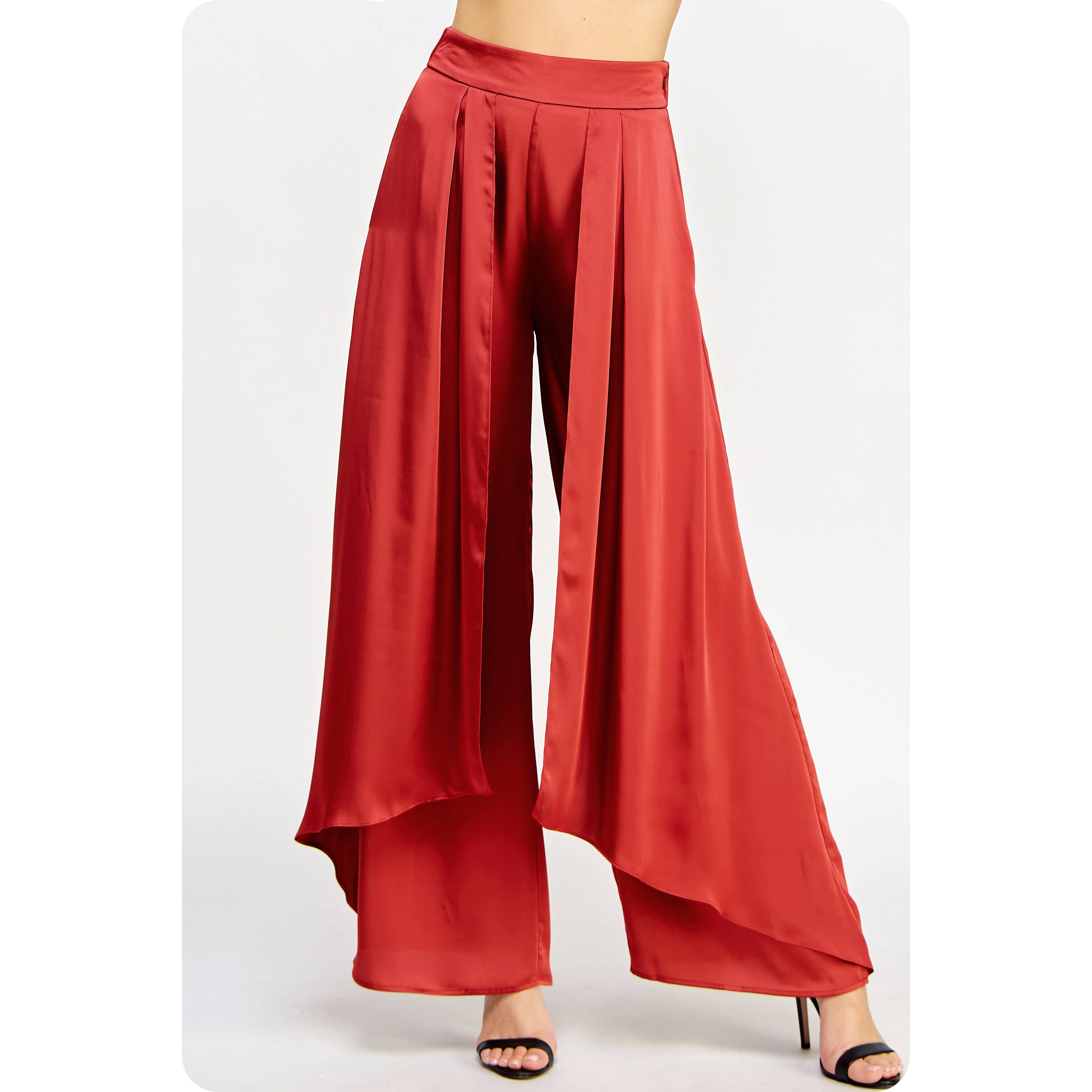 Strut & Bolt – Engroshandel Bukser - Dame – Overlay Satin Bukser Med Brede Ben13