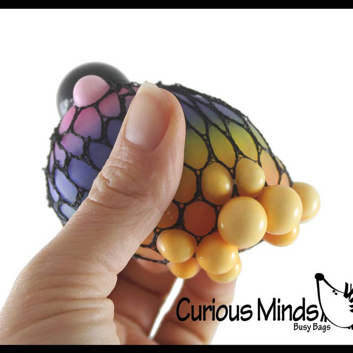 Curious Minds Toys – wholesale Squishy toy – Kids & Baby – 1 Rainbow Mesh Doh Filled Squeeze Balls - Doh - Ultra Squish