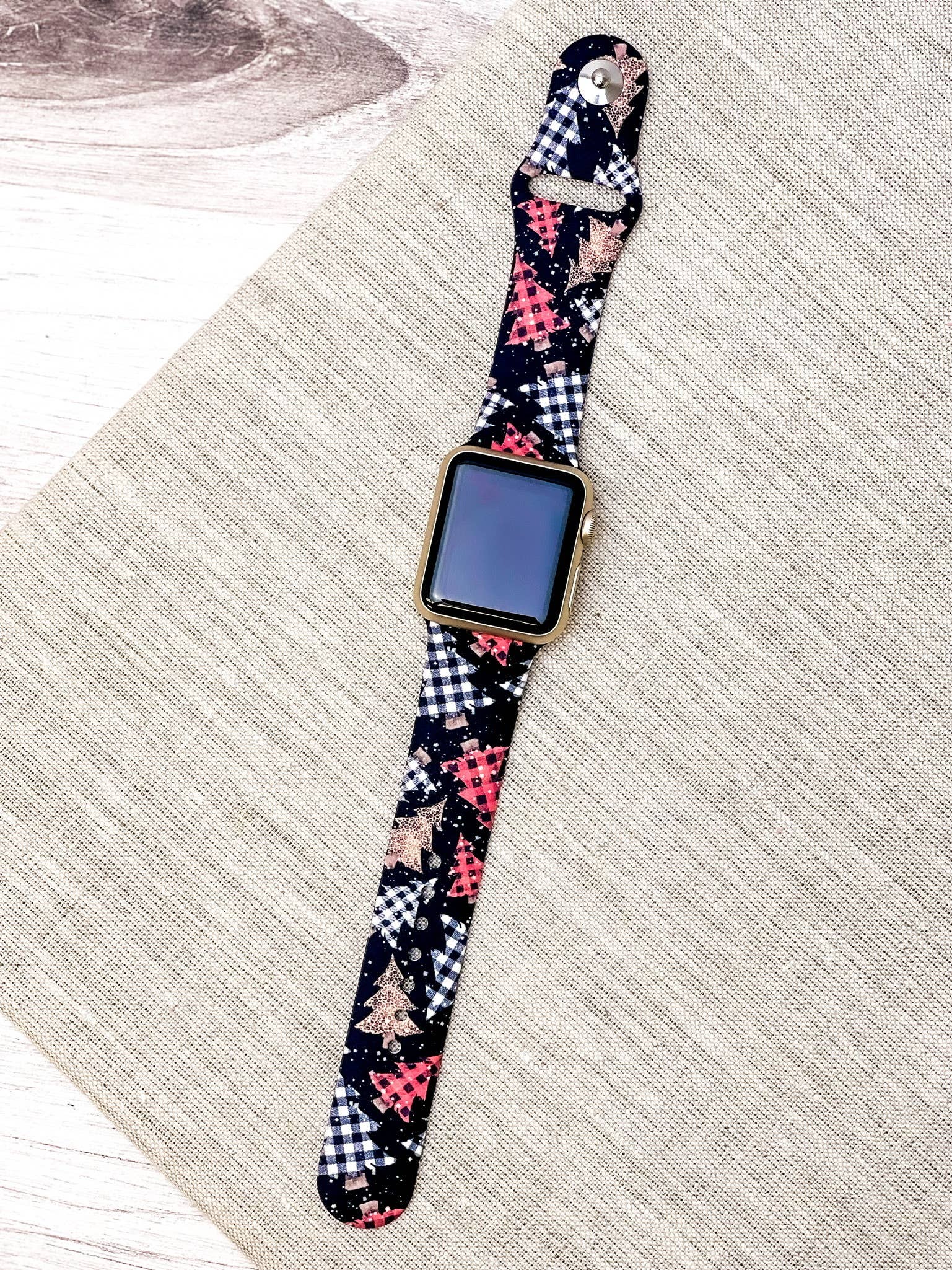 Prep Obsessed Wholesale - Wholesale Watch Band/Strap - Women's - Buffalo Check Trees Printed Silicone Smart Watch Band - M/L