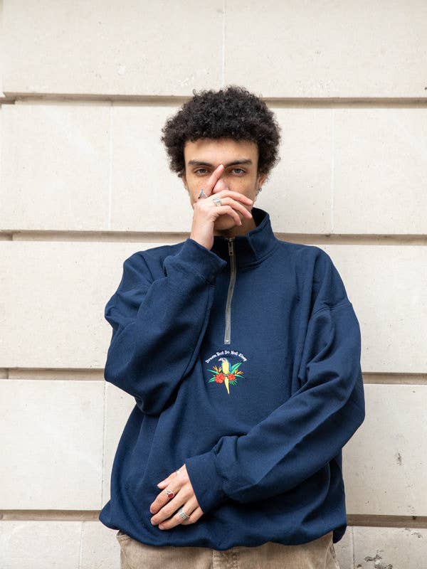 1-4 Zip Sweatshirt In Navy With Paradise Island for wholesale by Dream But Do Not Sleep