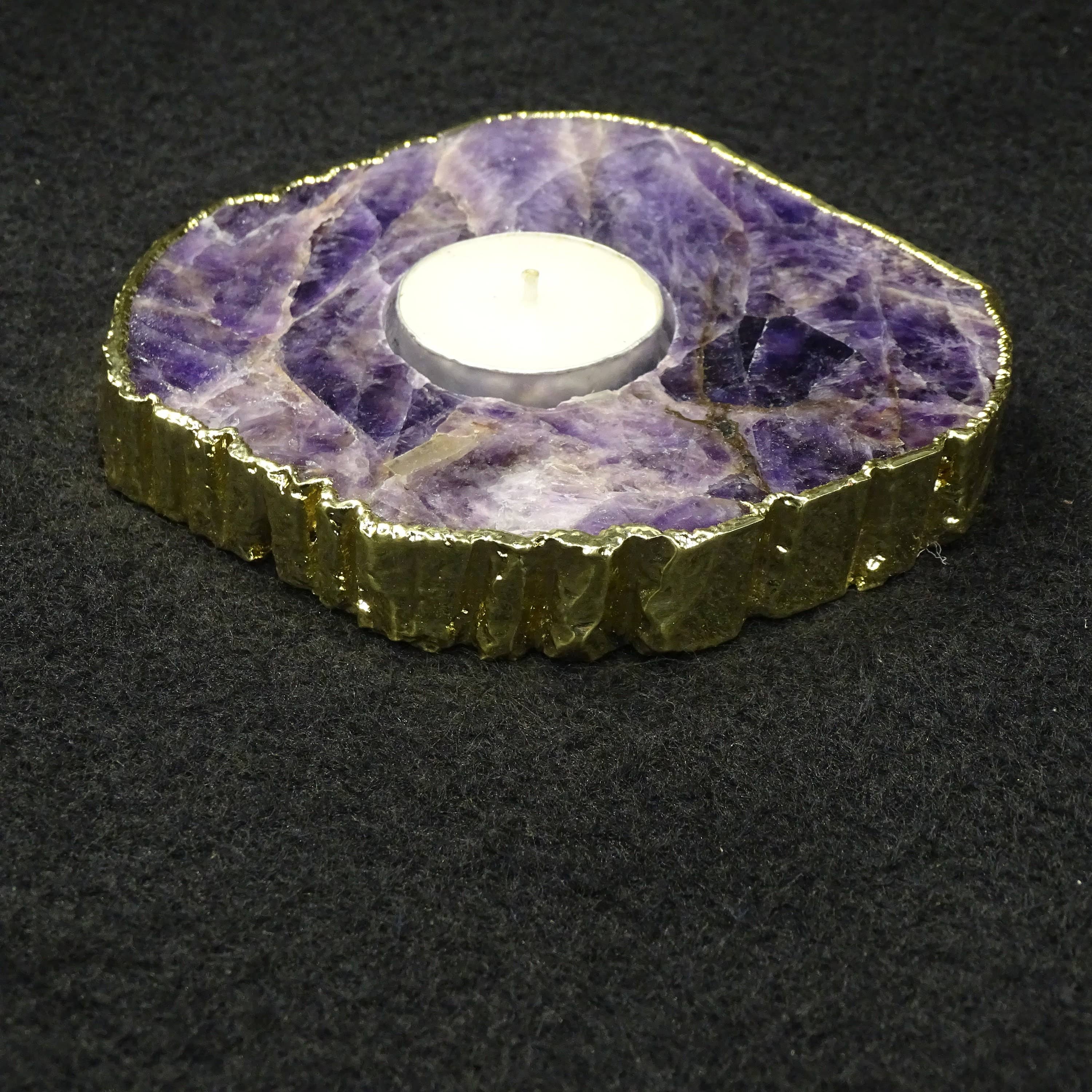Serein Wellness – Suporte de vela por atacado – Suporte de luz de chá de vela de ametista, pedra de cristal roxo7