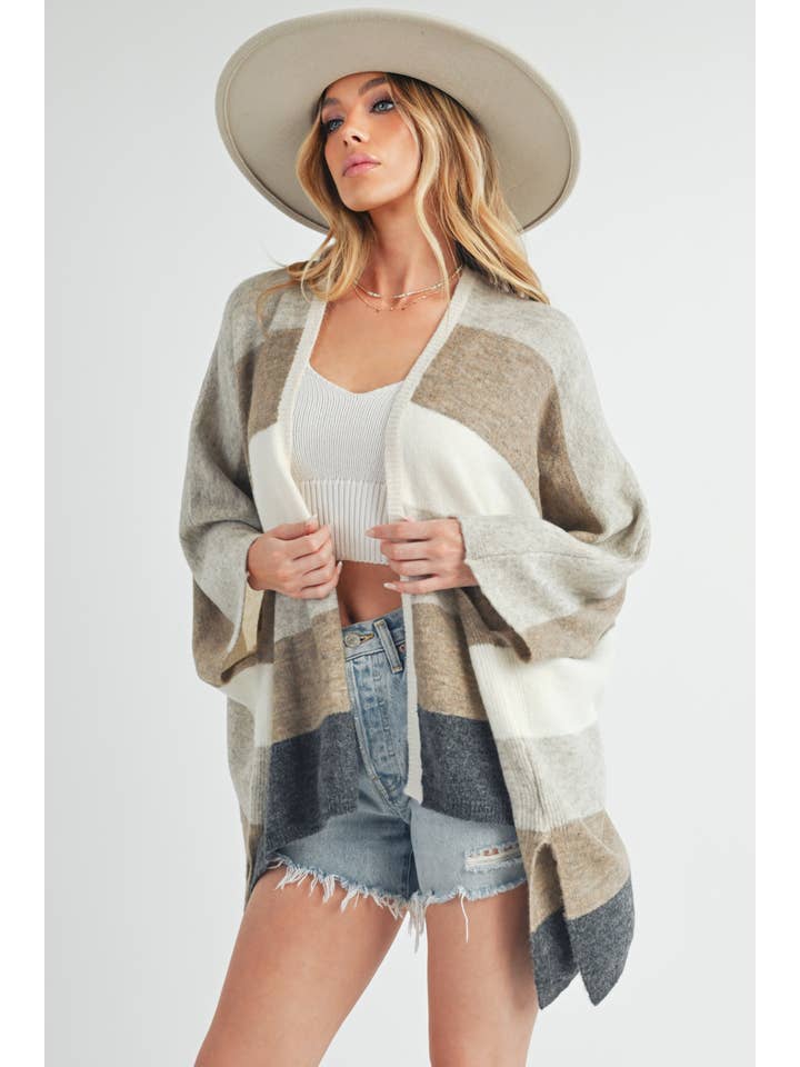 Multi 3212EK Zuri Poncho Cardigan for wholesale on Faire