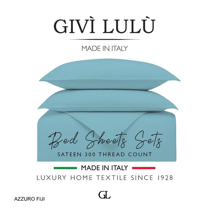 Solid 300 Thread Count - Fiji Blue - Duvet Cover Set for wholesale by Givì Lulù by Vittorio Ursini & Son