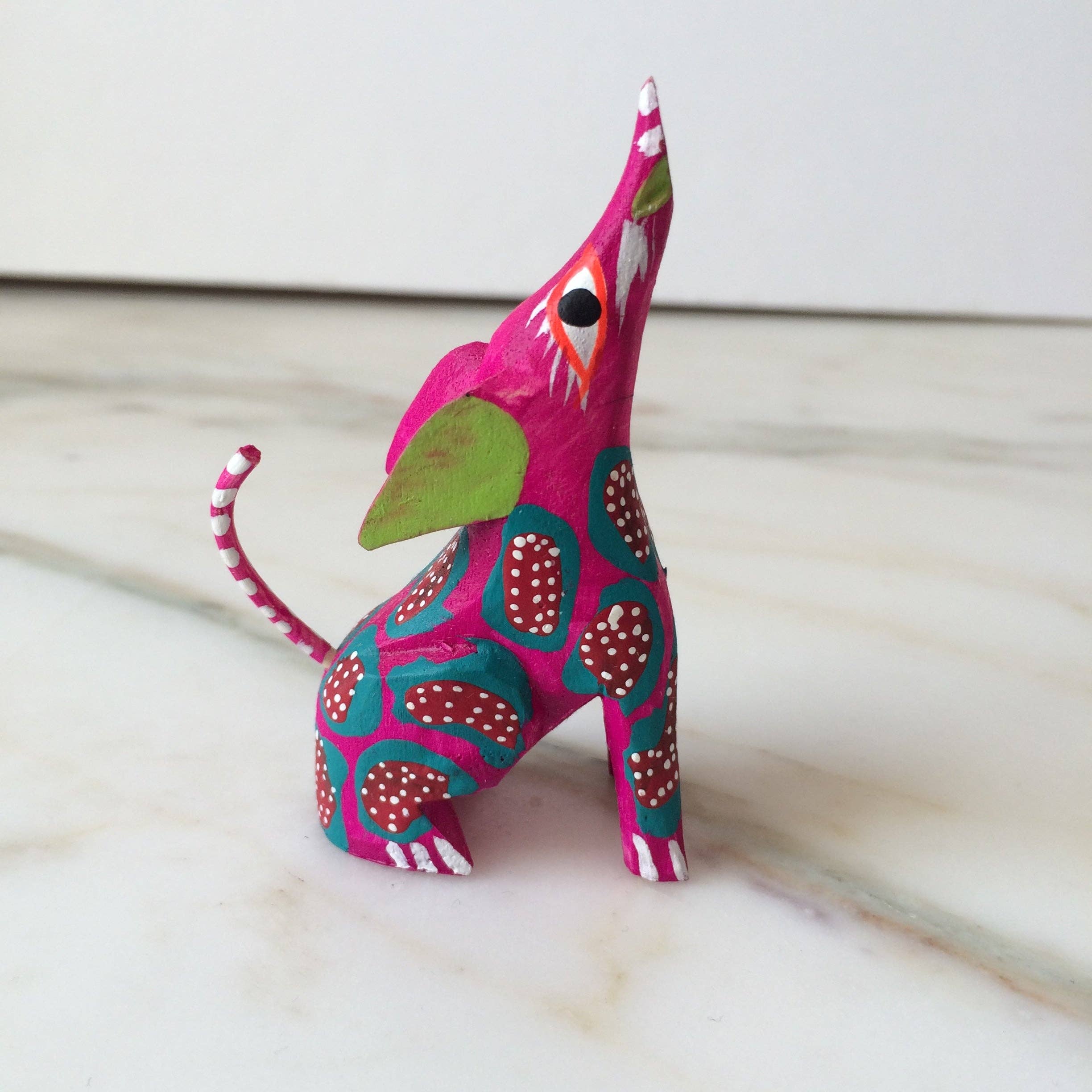 The Little Pueblo - Wholesale Decorative Figurine - Oaxacan Alebrije Coyote Mini Wood Carving Mexican Hand Painted14