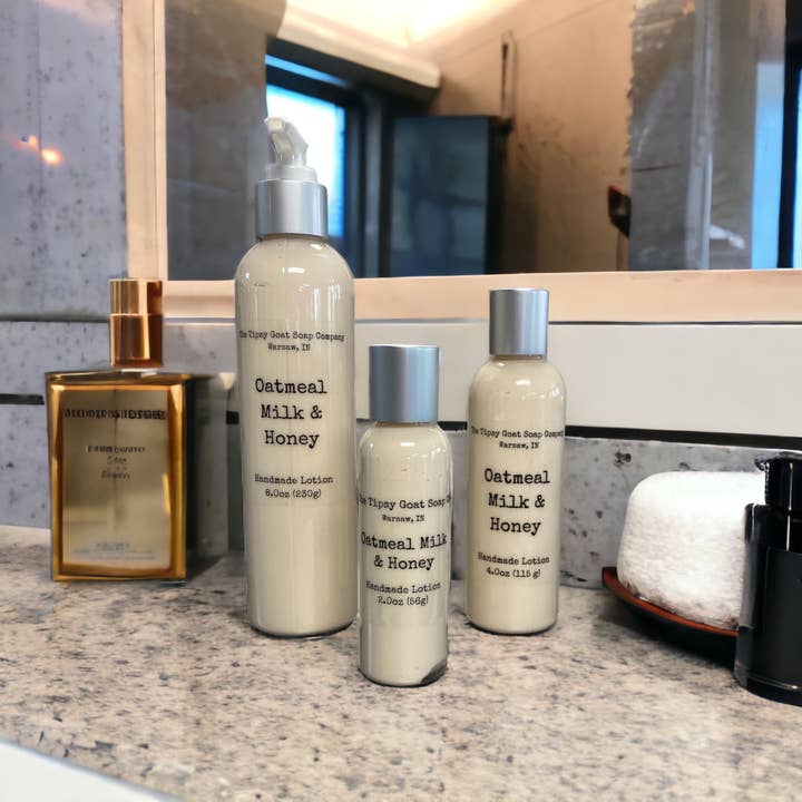 Lotion Artisanale Lait d'Avoine & Miel pour la vente par The Tipsy Goat Soap Company