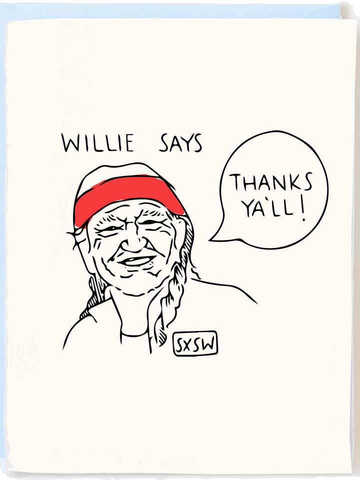Willie Thank You Card - Texas Country Music Greeting for wholesale by Pop + Paper